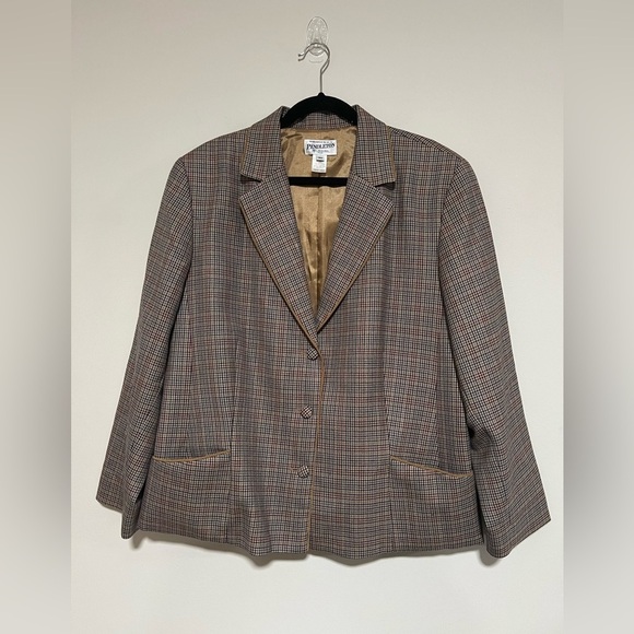 Pendleton Women’s 100% Wool Multicolor Houndstooth Blazer Size 18W Preppy - Picture 1 of 8